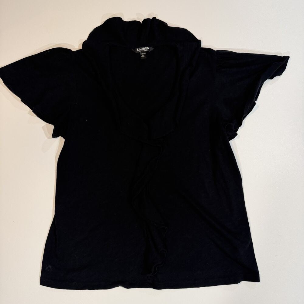 Lauren Ralph Lauren black, short-sleeve, cowl-neck top XL